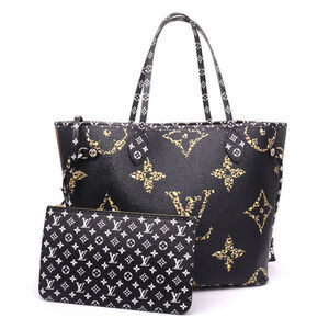 Louis Vuitton Neverfull Monogram Jungle Tote Bag Shoulder Black Brown